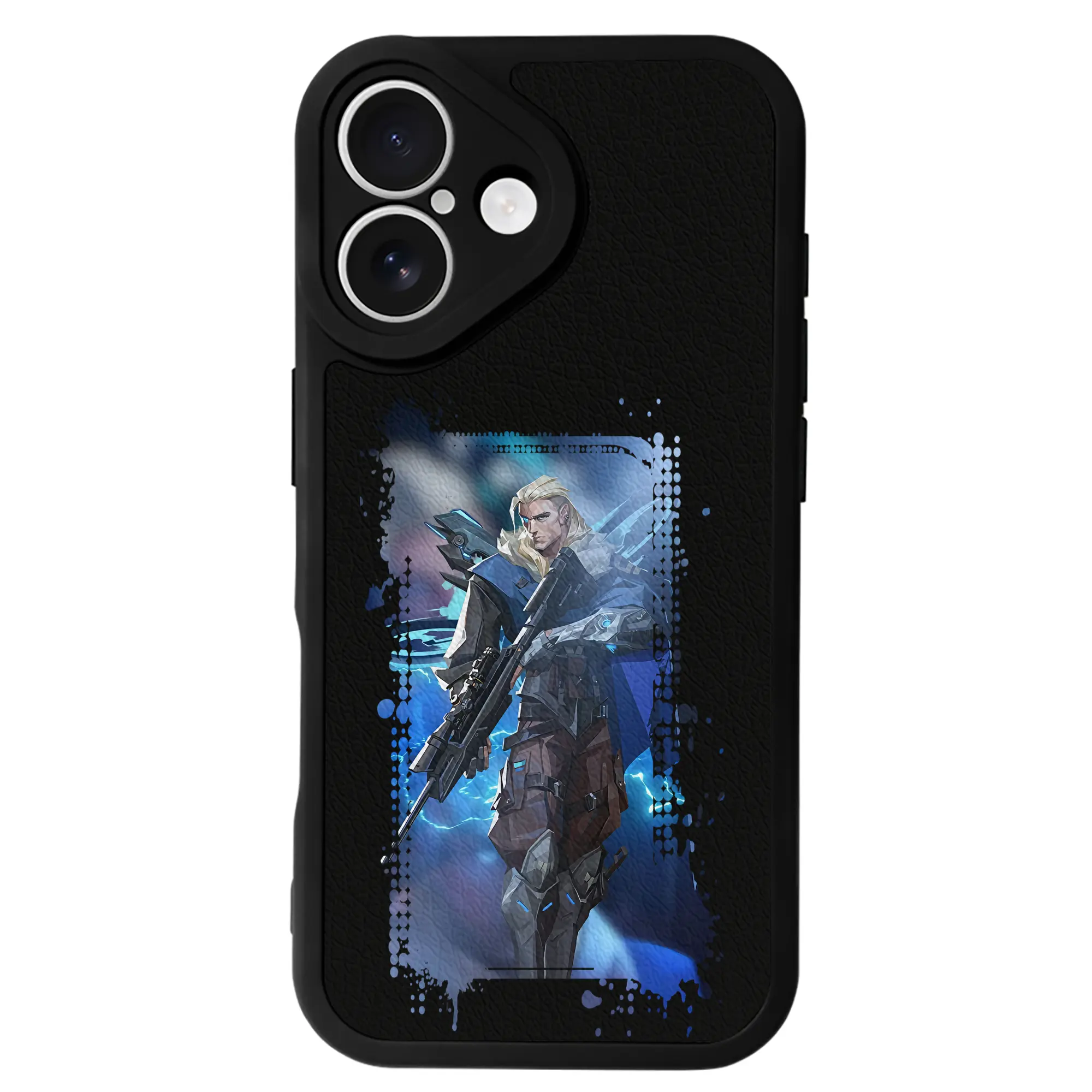 VALORANT グッズ,ソーヴァ - IPhone 16シリーズ対応 ・ シリコンスマホケース ・ レザー調 ・ 高精度フィット ・ 耐衝撃 ・ ワイヤレス充電対応 ・ 精密カット